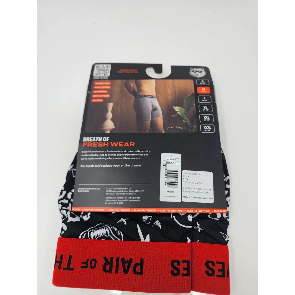 Pair of Thieves Mens SuperFit Boxer Briefs Black Polyamide Blend Size Medium